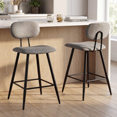 26.75" Leather Counter & Bar Stool with Large Seat and Back