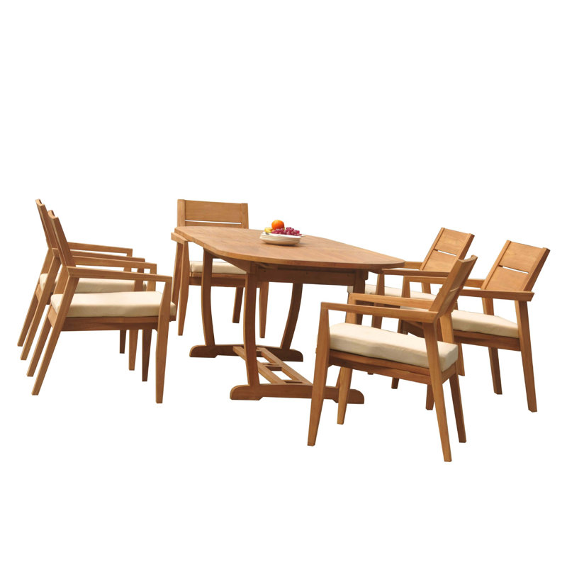 Ensemble de salle à manger 13 pièces teck Maskell, H 29,5 po x L 117 po x l 42,5 po, 8