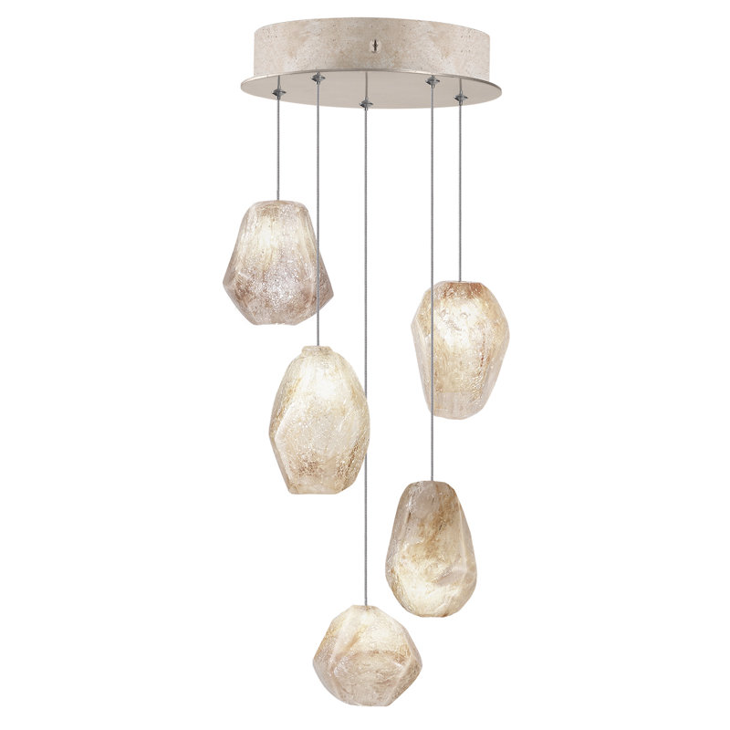 Luminaire suspendu rond 12 po Natural Inspirations, Doré, Beige