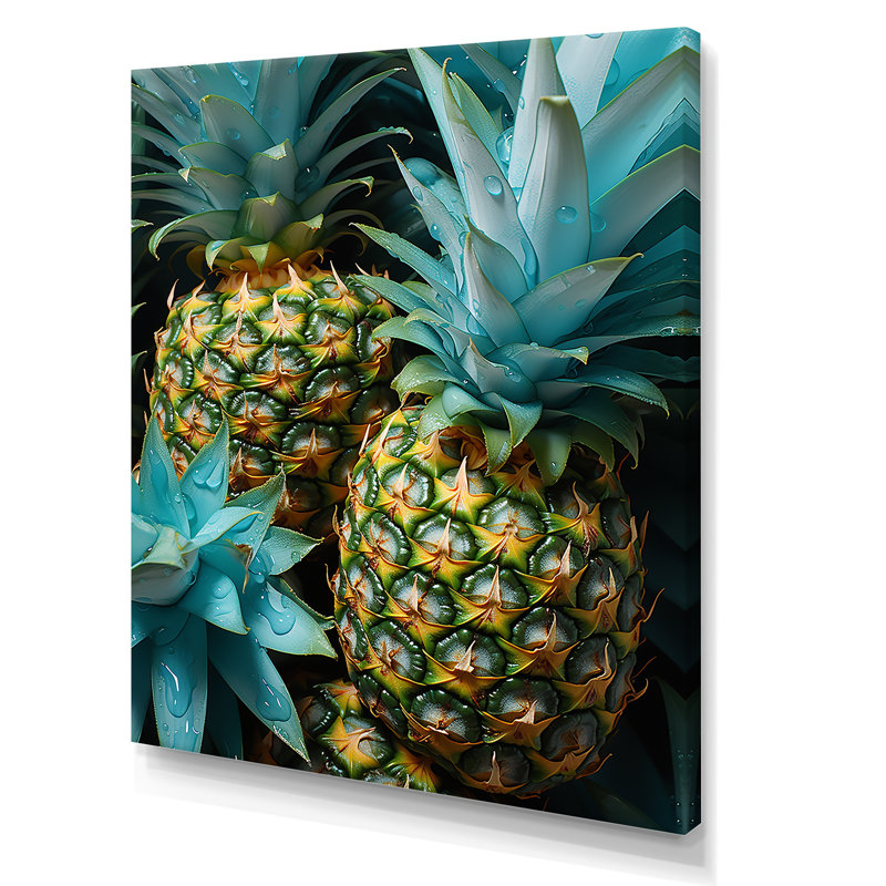 «Green Pineapple Paradise I», art mural ananas, Toile tendue, H 32 po x l 24 po x P 1 po