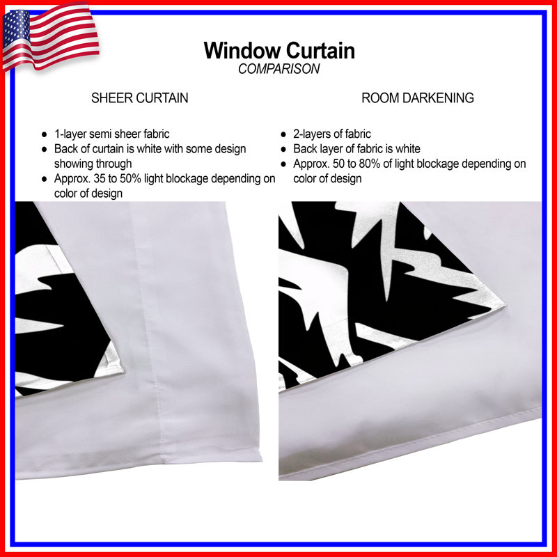 Rideaux noir et blanc obscurcissant et obscurcissant - 2 panneaux, 80in x 82in - 2 panels, Sheer