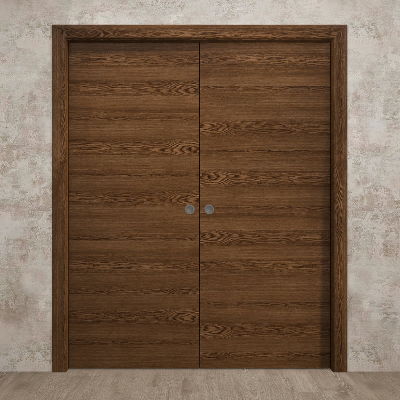 Portes coulissantes françaises à double poche | Ego 5000 | Ensemble de quincaillerie de rail | Portes intérieures modernes en bois massif pour chambre à coucher