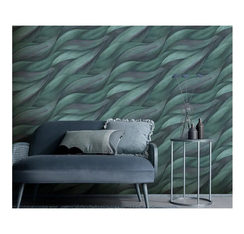 Wallpaper Abstract Featuring Waves, Turquoise/Blue