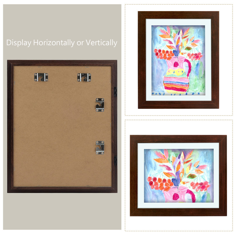 Fromberg 10 x 12.5 Front Open Kids Art Frame with Elastic Straps, Walnut