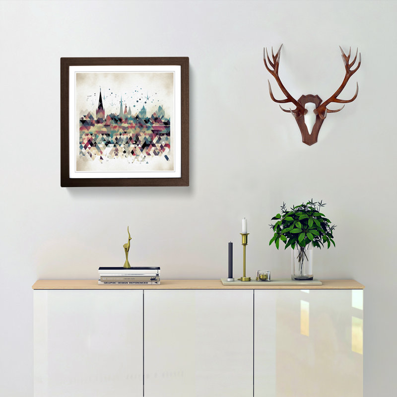 City Of Oxford Geometric - Single Picture Frame Print on Wood, Walnut