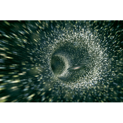Alien Spaceship Flying Through Wormhole by Gremlin - Wrapped Canvas Print