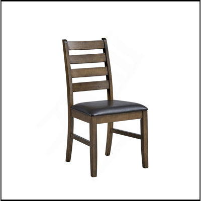 Damica Brown Synthetic Leather & Walnut Side Chair (Set Of 2)
