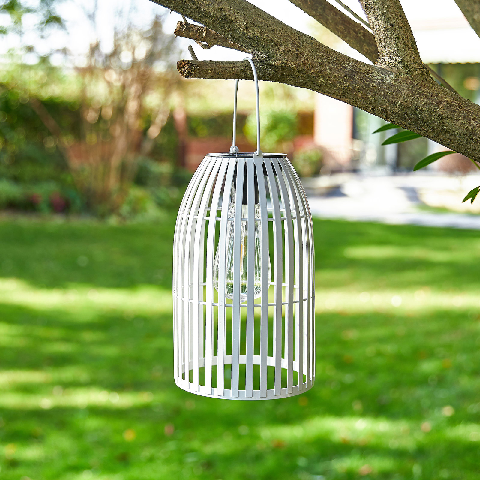Nyota Metal Woven Solar Hanging Lantern, White