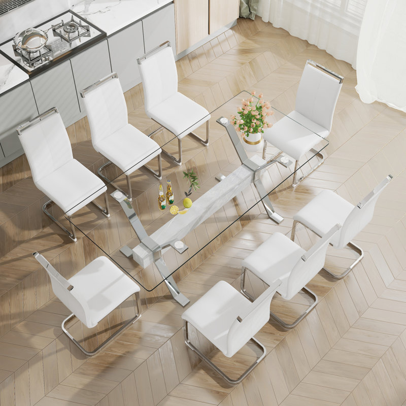 Table de salle à manger rectangulaire Kaspen, Argent - noir, L 79 po x l 39 po
