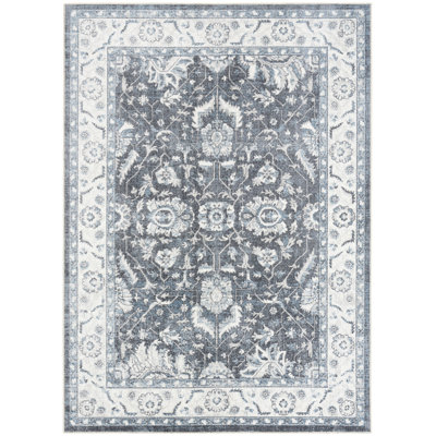  Astra Machine Washable 4' x 6' Slate Vintage Indoor Rug