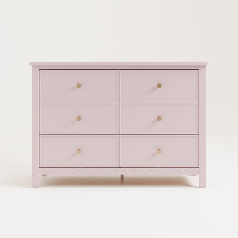 Sasha 6 Drawer Double Dresser, Blush
