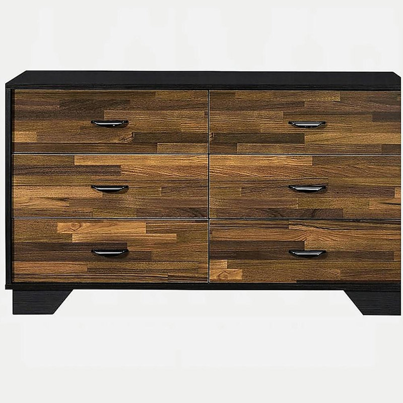 Commode 6 tiroirs noyer et noir