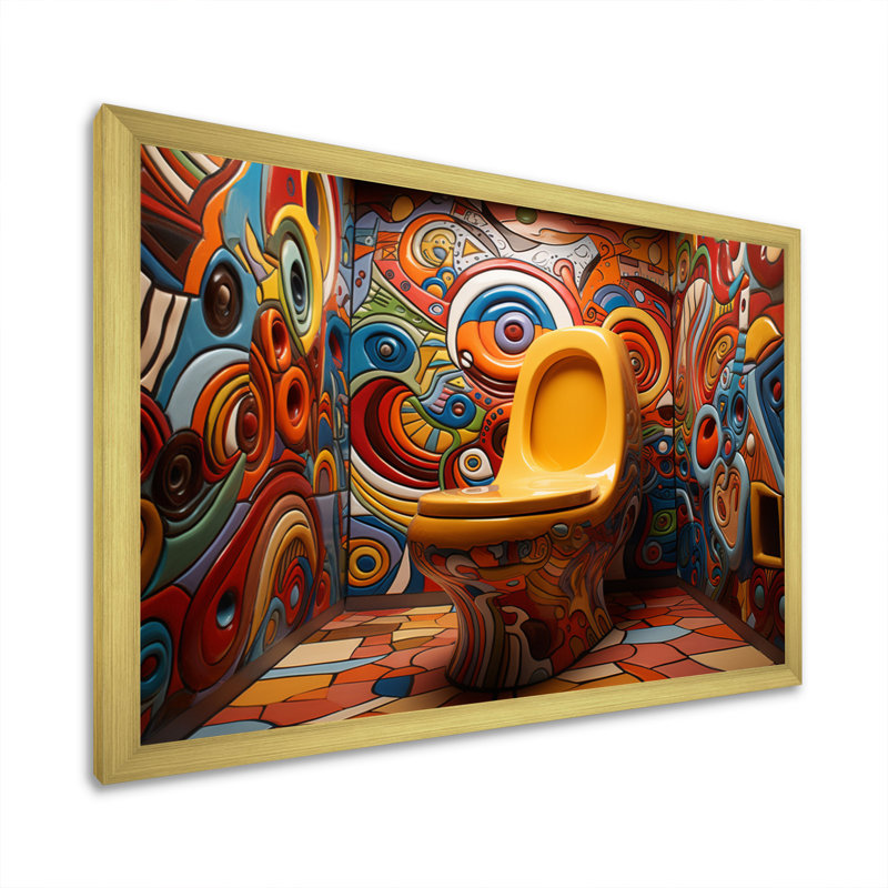 Toile de salle de bain "Modernité" audacieuse - Art sur toile, Cadre doré simple, H 16 po x l 32 po x P 1 po
