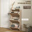 HOMCOM Slim Shoe Storage Cabinet with 3 Flip Drawers, Oak Wood Grain