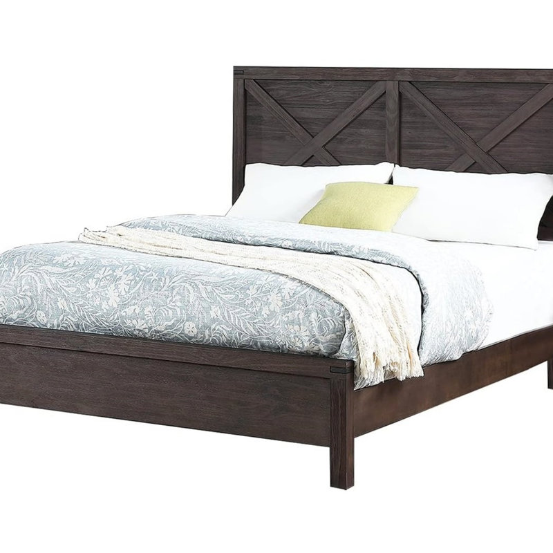 Mobilier de chambre à coucher rustique contemporain en espresso de style grand lit 1pc