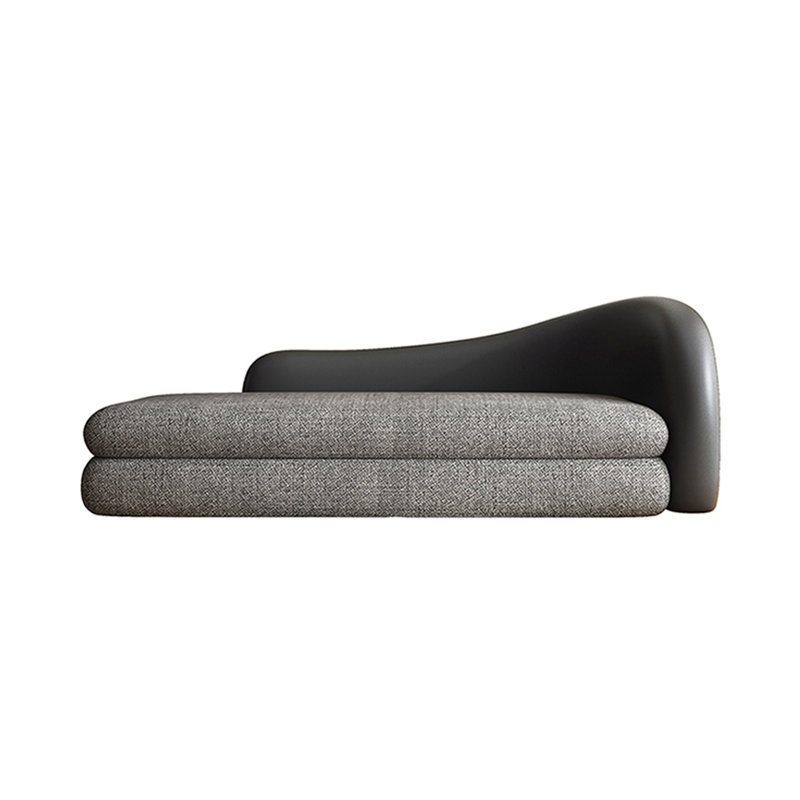 Chaise longue rembourrée Comfortable Living Room, Gris, Accoudoir à droite (vu de face)