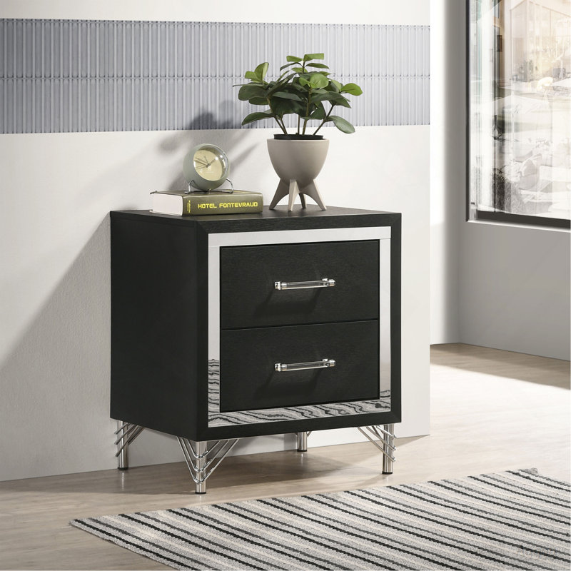 Malcolm Black 2-drawer Nightstand Bedside Table