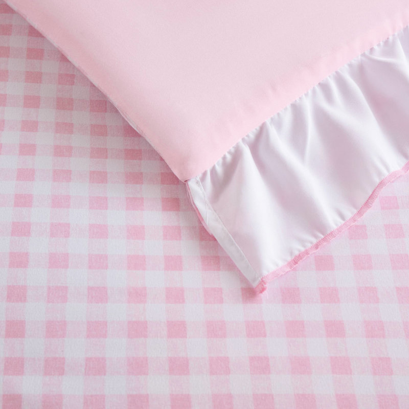 Édredon simple / simple TG à double bord à volants, motif et couche blanche douce - Microfibre brossée, légère, respirante pour une utilisation à l'année Confortable Facile à nettoyer