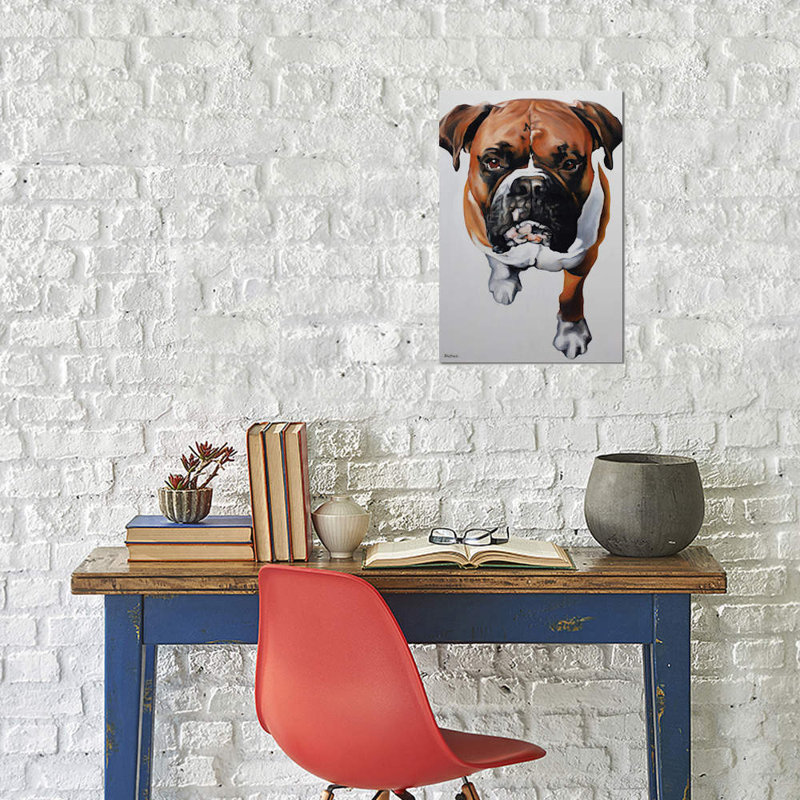 «Boxer», reproduction sur toile tendue, H 26 po x l 18 po x P 1,5 po, Toile avec cadre noir, Pas de tapis