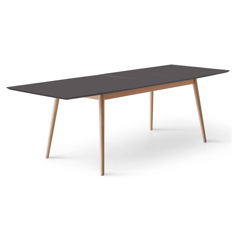 Meza Boat Extendable Dining Table with Oak legs, Black, 165cm L x 90cm W