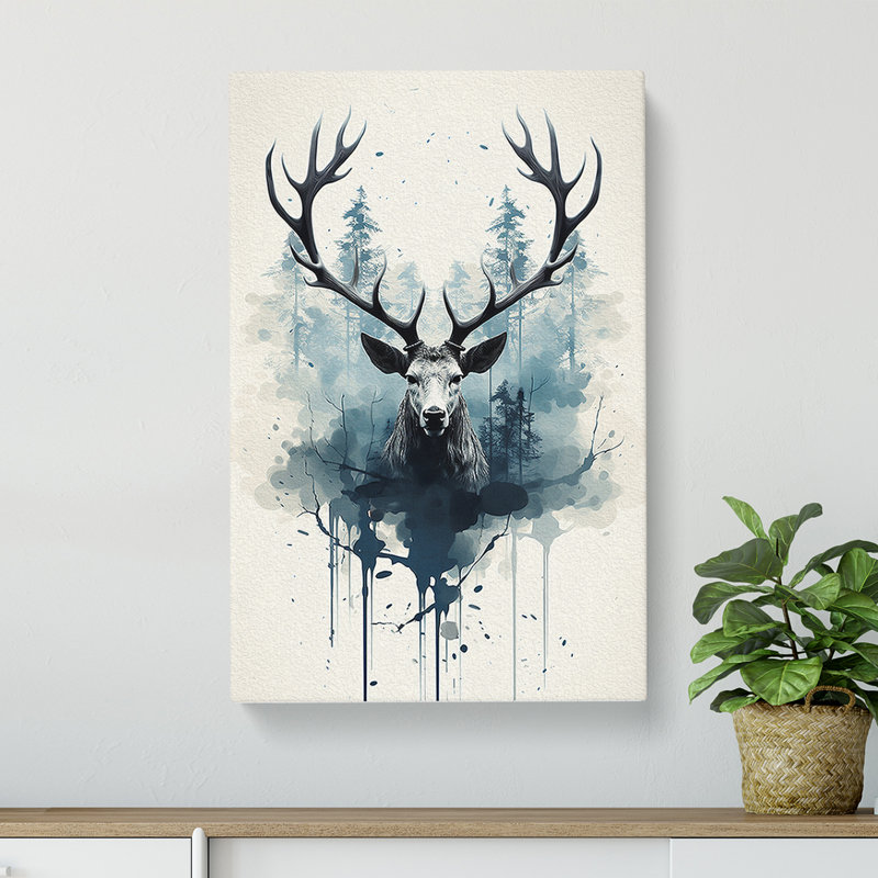 Stag Minimalism No.2 - No Frame Print, 50cm H x 35cm W x 3cm D