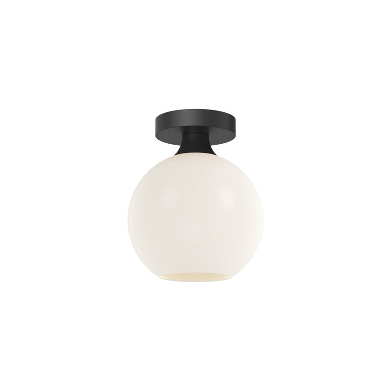 Plafonnier encastré 1 lumière 7,875 po Castilla, Noir mat, Opale matte