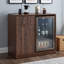 Armoire à café cannelée avec mini espace réfrigérateur et station de charge, buffet avec support à verres à vin-17047749