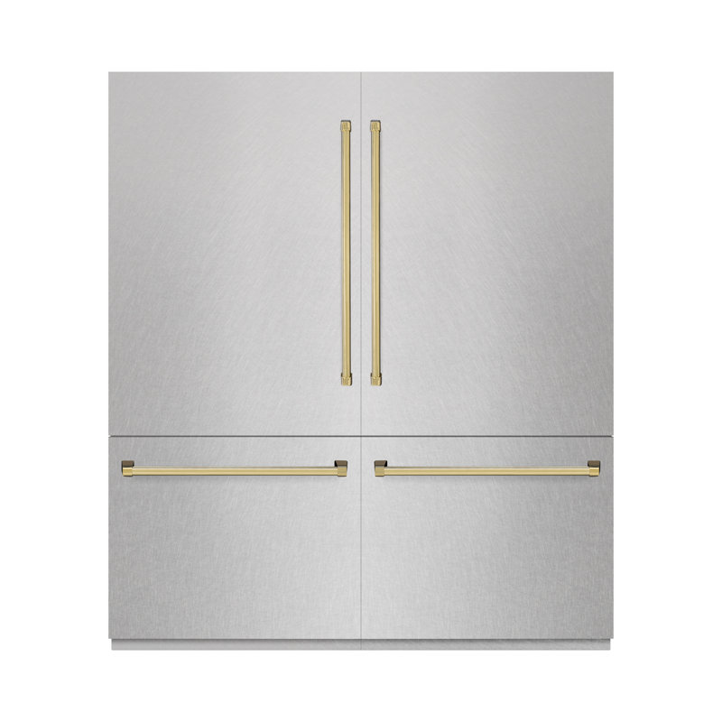 ZLINE Autograph 72 in. Built-In Refrigerator in Stainless Steel w/ Gold Accents, Satin Stainless Steel/Polished Gold