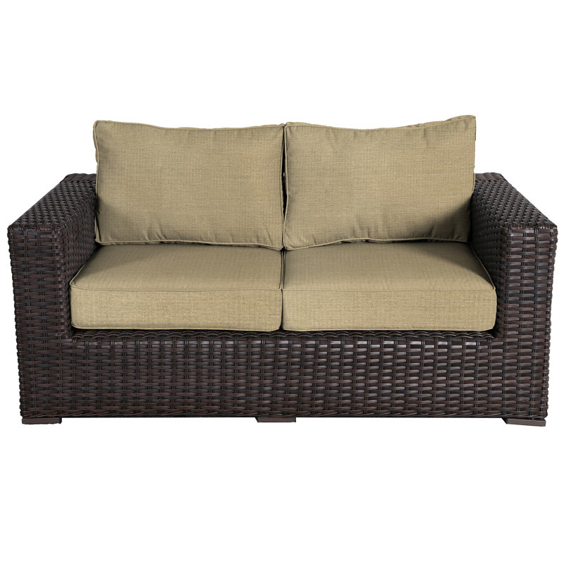 Woodham 65'' Wide Loveseat with Cushions, Brass