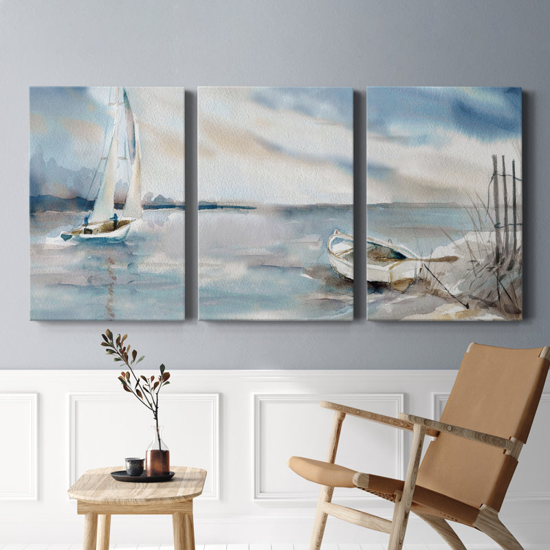 «Panoramic Coast», ensemble de 3 reproductions d'art sur toile encadrées, H 18 po x l 36 po x P 1 po