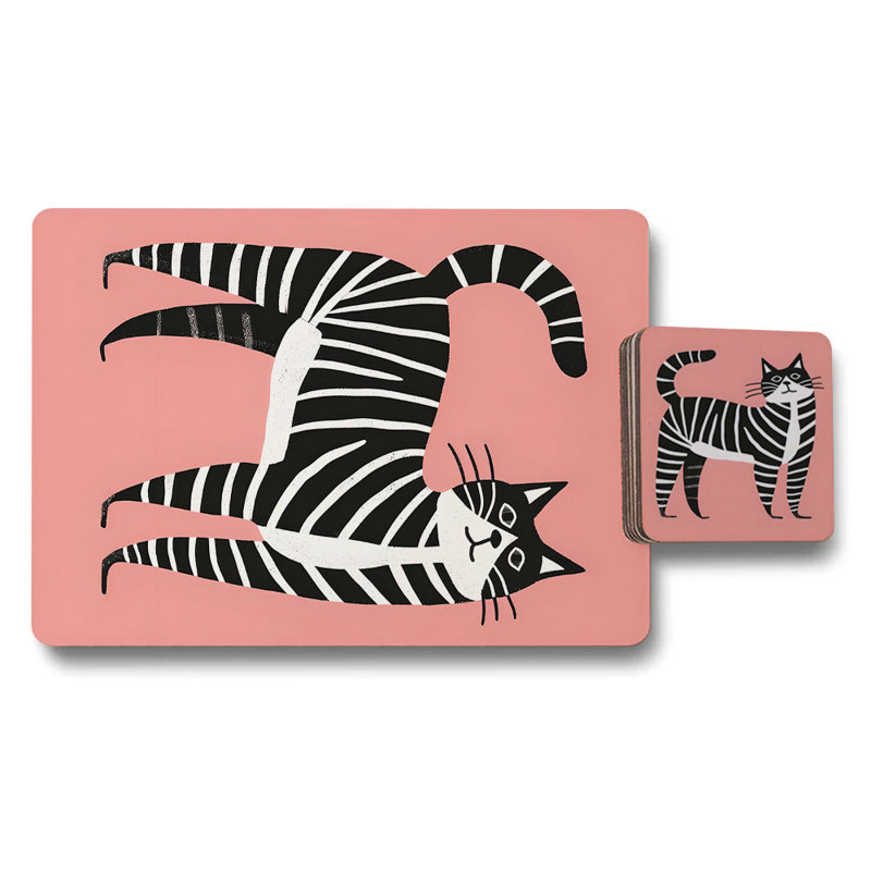 Zebra Noir Placemat and Coaster Set Luxe Collection