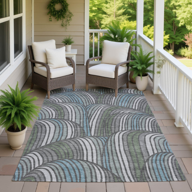 Machine Washable Indoor/Outdoor Chantille ACN2546 Mid-Century Modern Rug, Charcoal, 2'6" x 3'10"