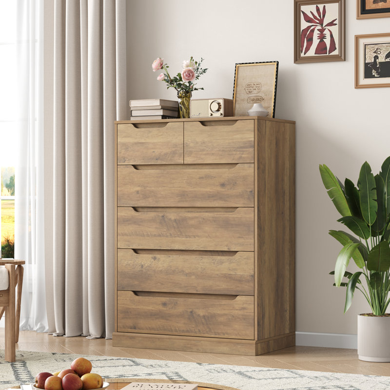 27.6" W 6-Drawer Vertical Dresser with Ball Bearing Glides, Walnut