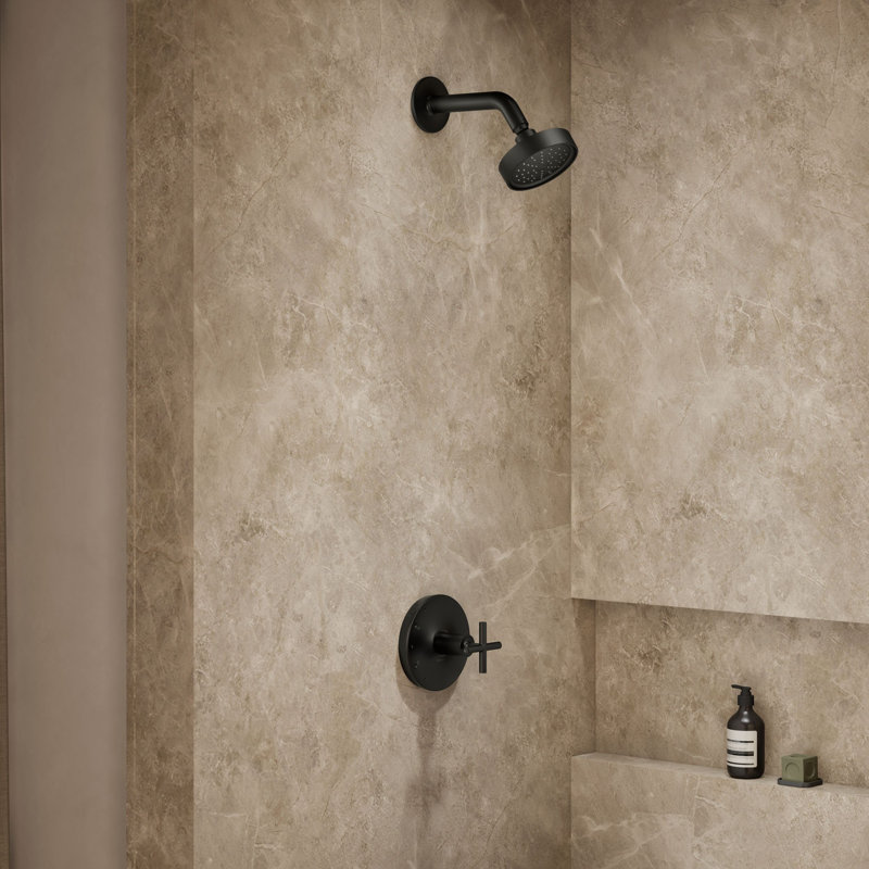 Garniture de douche Purist, Poignées croix, Noir mat