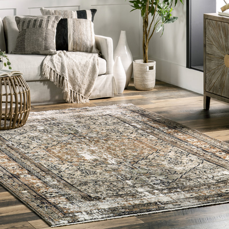Tapis médaillon pour salle à manger Aagne, Rectangle 2 pi x 4 pi