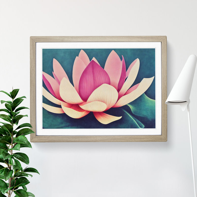 Mind Blowing Lotus Flower - Framed Print, 46cm H x 64cm W, Oak Framed