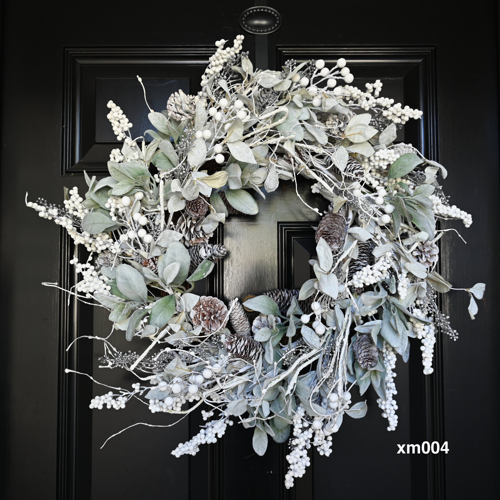 24" Handcrafted Lambs Ear Pinecone Christmas Wreath