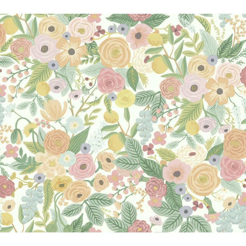 Rouleau de papier peint 27 pi x 27 po Garden Party, Pastels multicolores