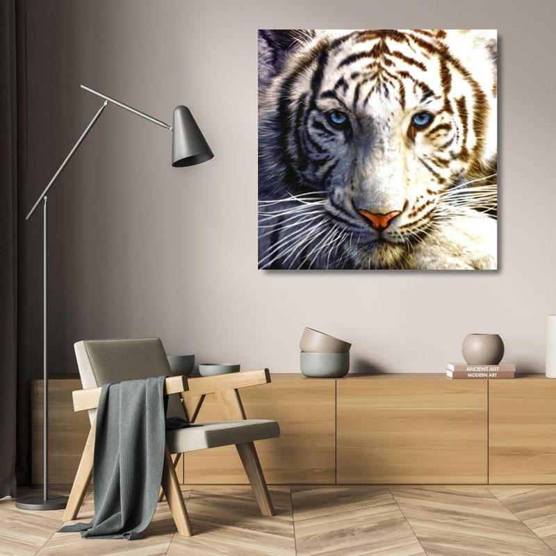 Tigre blanc, H 20 po x l 20 po
