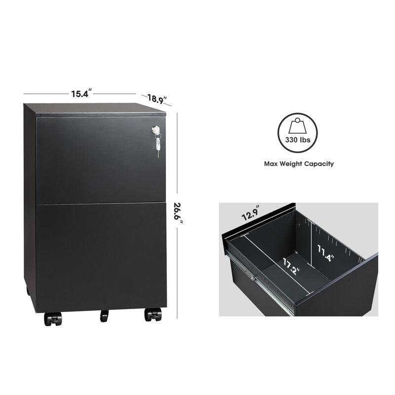 Classeur vertical mobile à 2 tiroirs Kadejha