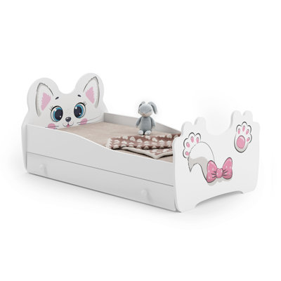 Pink Cat children's bed with drawer