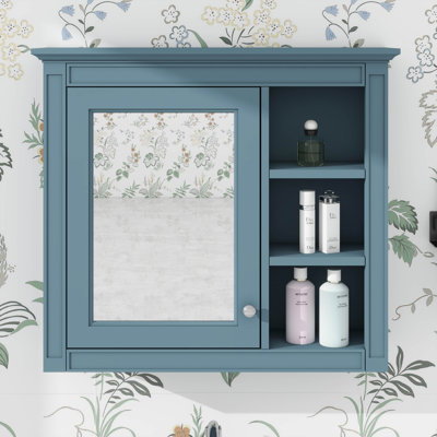 Armoire à pharmacie de salle de bain avec miroir, armoire à pharmacie murale 30 "x 28" avec porte simple et tablettes, armoire de rangement pour salle de bain avec miroir