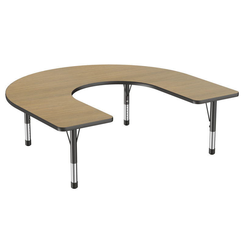 Table d'activité en fer 60 "x 66" avec pieds réglables, Chêne Pasadena / noir, Épais, Noir, noir, noir, noir