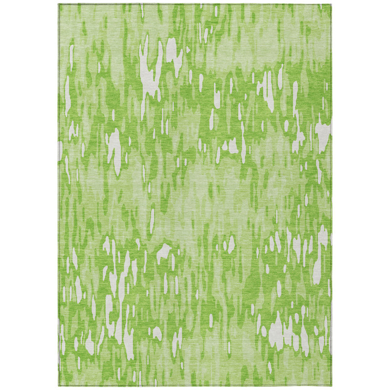 Ken Lime Washable Indoor-Outdoor Rug - , 3' x 5'