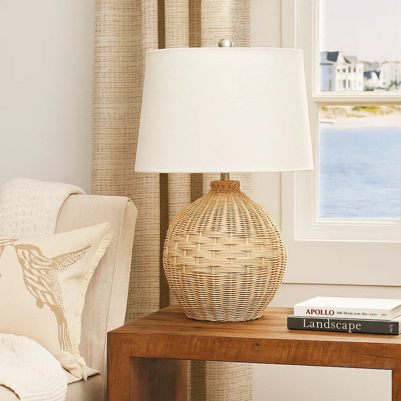 Cavion Wicker/Rattan Table Lamp, Natural Brown
