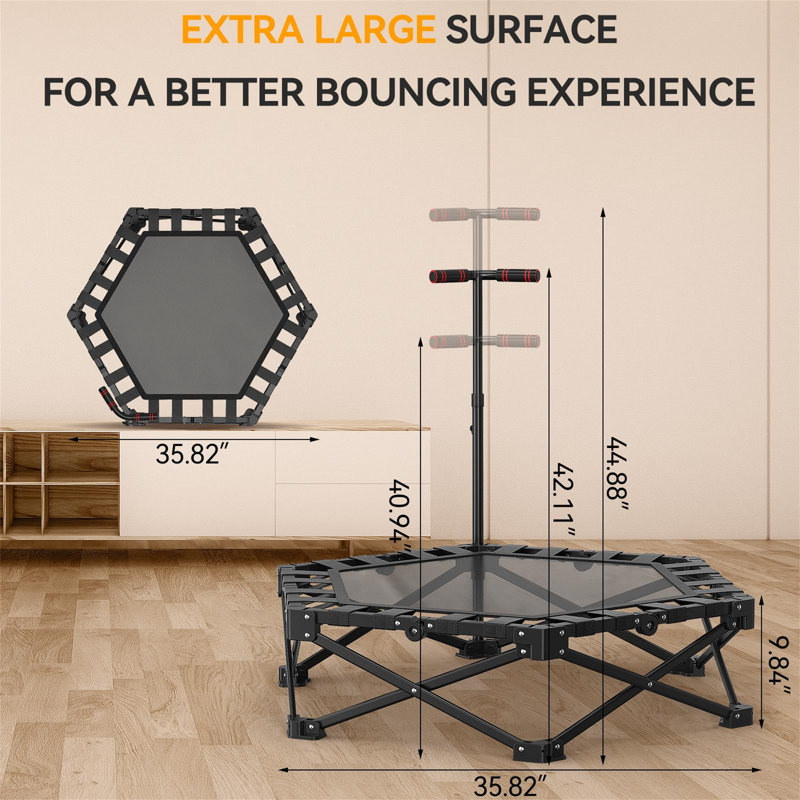 Wekli 106.5cm Round Fitness Trampoline with Handlebar