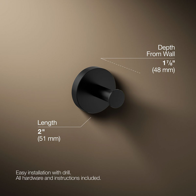 Elate Robe Hook, Matte Black