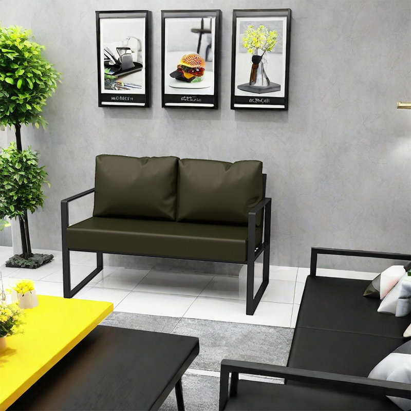 Banc rembourré en similicuir Lorilea, Vert olive foncé