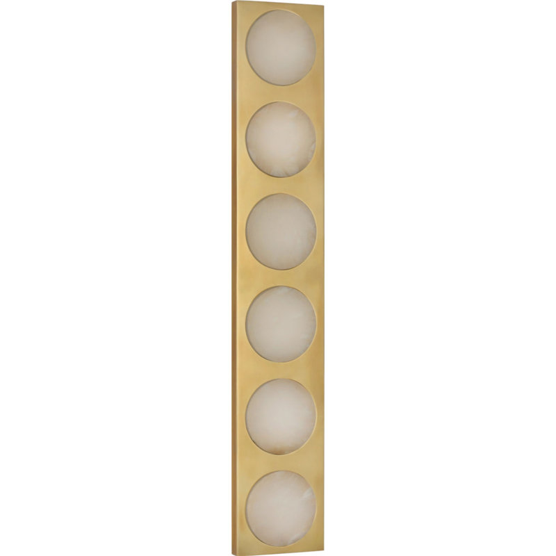 Dichotomy Sconce with Alabaster, 27" H x 4.5" W x 0.75" D, Antique-Burnished Brass, 6 Lights