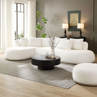 134.63'' Oversized L-Shape Sectional Sofa Couch With Facing Chaise Left  Beige Sofa With Deep Seat For Living Room